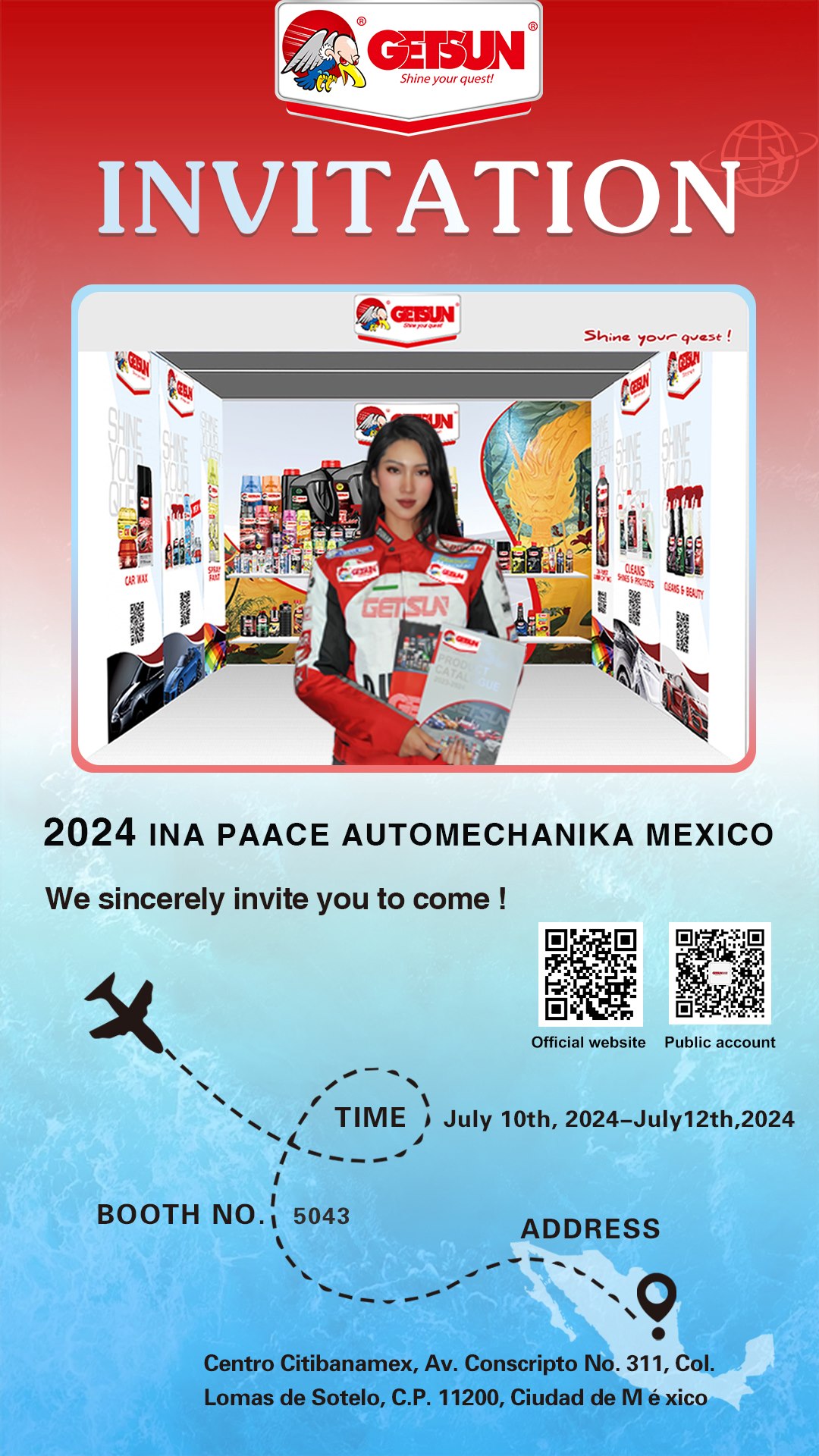 Events | Invitation to visit GETSUN Booth at 2024 INA PAACE AUTOMECHANIKA MEXICO